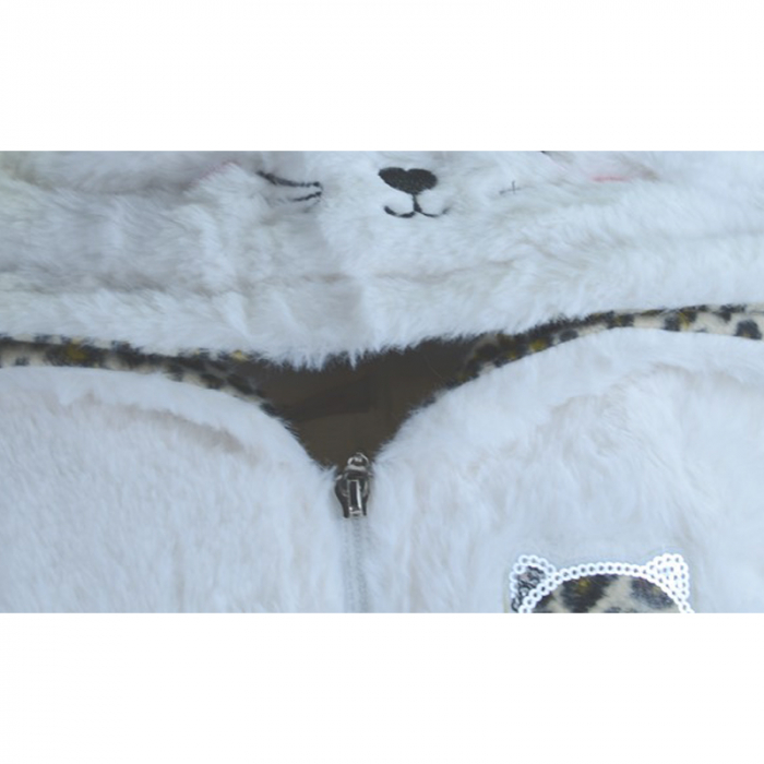 Hanorac imblanit pentru fete Happy House FOFO-077-2-98-104-cm, Alb [3]