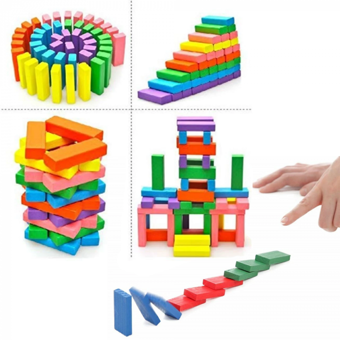 Joc Domino cu 123 de piese colorate din lemn, 3+ ani, WD1507 [1]