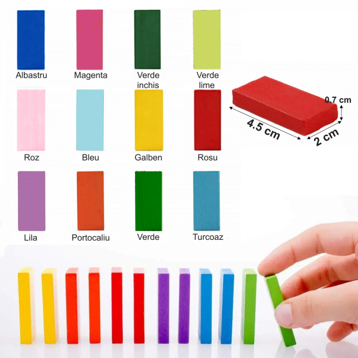 Joc Domino cu 123 de piese colorate din lemn, 3+ ani, WD1507 [7]
