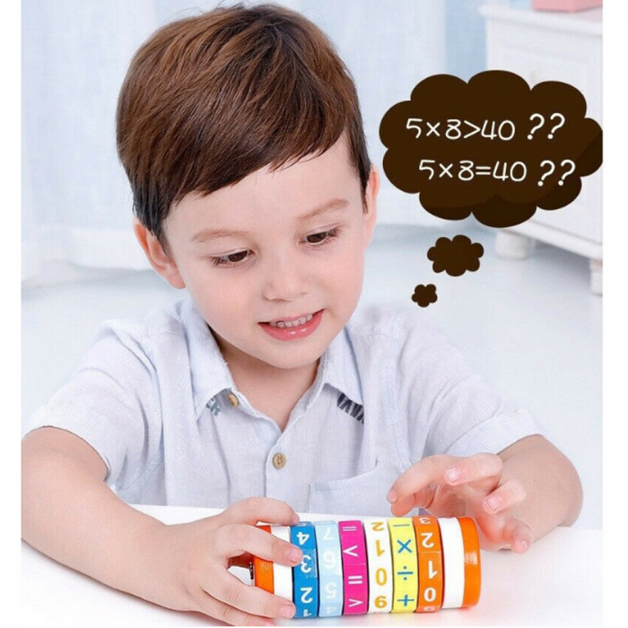 Joc educativ cilindru aritmetic din lemn - Operatiuni Matematice, WD 9527 [4]