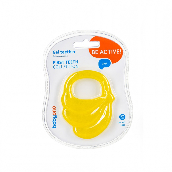 Jucarie cu gel refrigerant 3+ luni BabyOno Banane 1016G, Galben [2]
