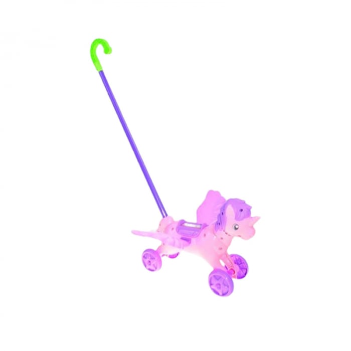 Jucarie de impins pentru copii, unicorn, Mini Junior PL1514, Roz [1]