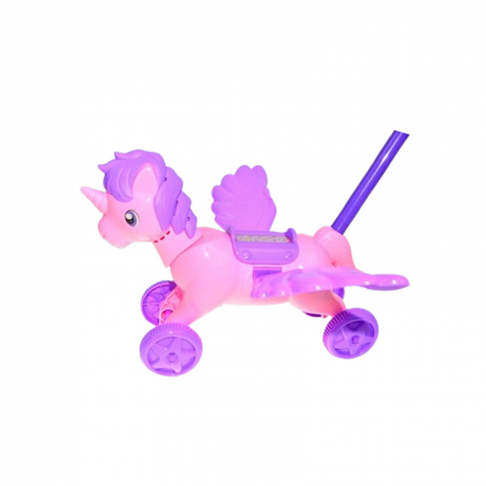 Jucarie de impins pentru copii, unicorn, Mini Junior PL1514, Roz [2]