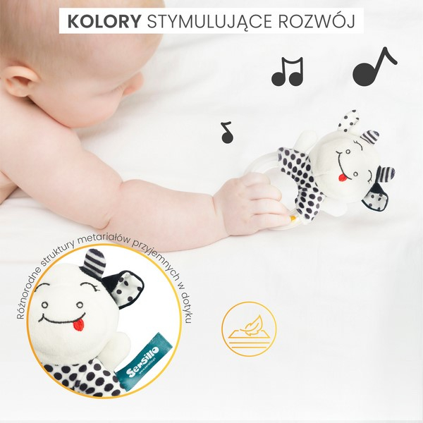 Jucarie din plus, zornaitoare vacuta pentru bebelusi, Sensillo 320445, Alb [3]