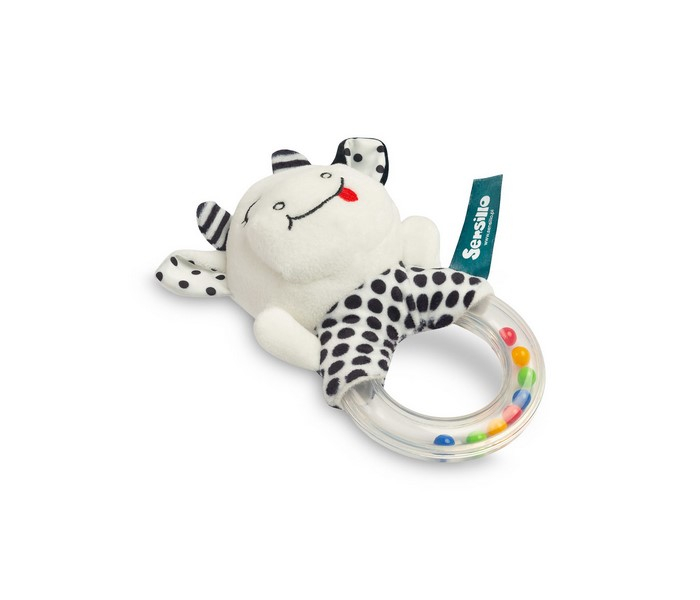 Jucarie din plus, zornaitoare vacuta pentru bebelusi, Sensillo 320445, Alb [2]