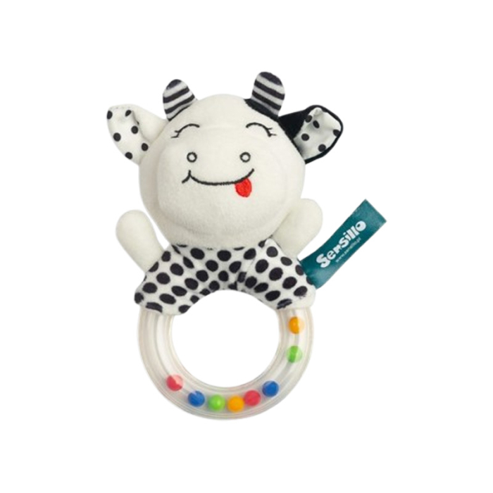 Jucarie din plus, zornaitoare vacuta pentru bebelusi, Sensillo 320445, Alb [1]