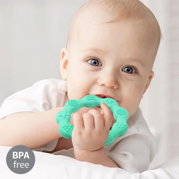 Jucarie din silicon pentru dentitie BabyOno 825/03, Turcoaz [2]