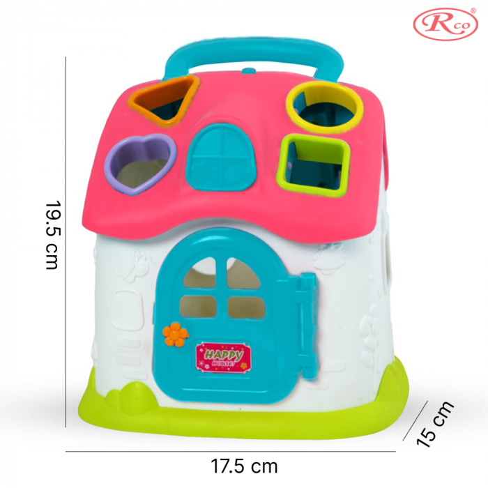 Jucarie Educativa, Casuta cu sortator de forme si culori RCO, 19.5x17.5x15 cm, +18 luni, WW7020-A [5]