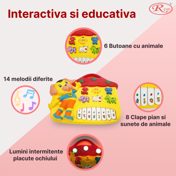 Jucarie Educativa, Mini Orga Catelus RCO, 22.5x27.5x3 cm, +12 luni, WW7014-B [4]