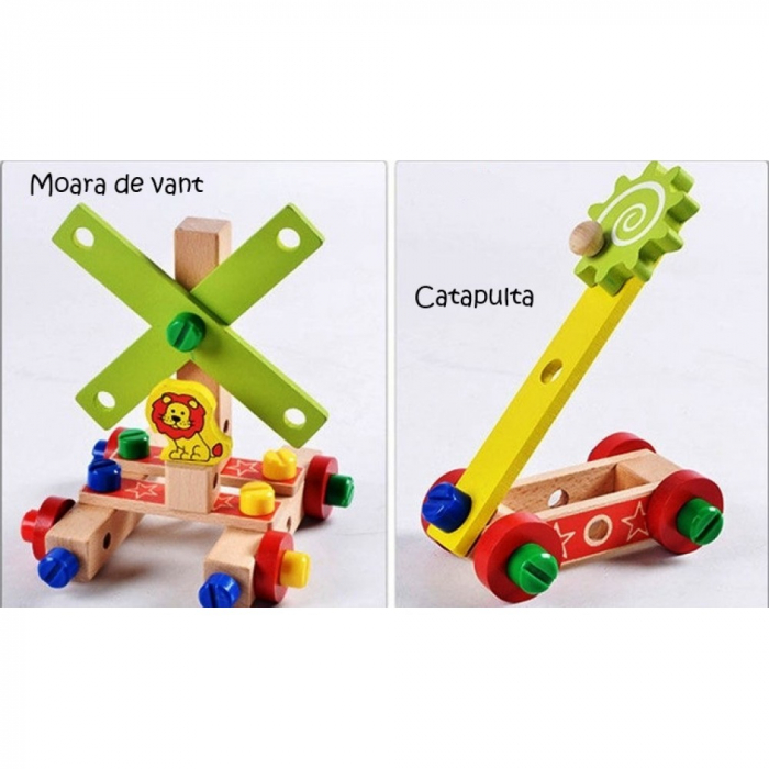 Jucarie educativa pentru asamblat cu suruburi din lemn - scaun, avion, masinute - diferite modele, WD 9578 [4]