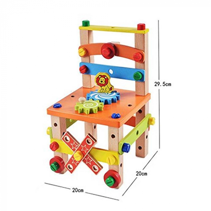 Jucarie educativa pentru asamblat cu suruburi din lemn - scaun, avion, masinute - diferite modele, WD 9578 [2]