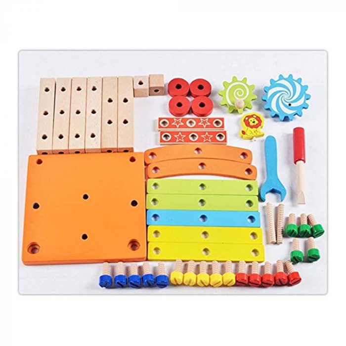 Jucarie educativa pentru asamblat cu suruburi din lemn - scaun, avion, masinute - diferite modele, WD 9578 [3]