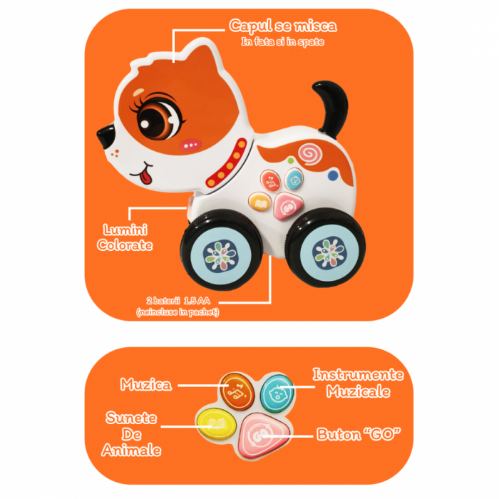 Jucarie Interactiva muzicala cu functii, lumini si mobilitate, mama si puii RCO, 35 x 16 x 8.5 cm, 3+ ani, WW7006-B [4]