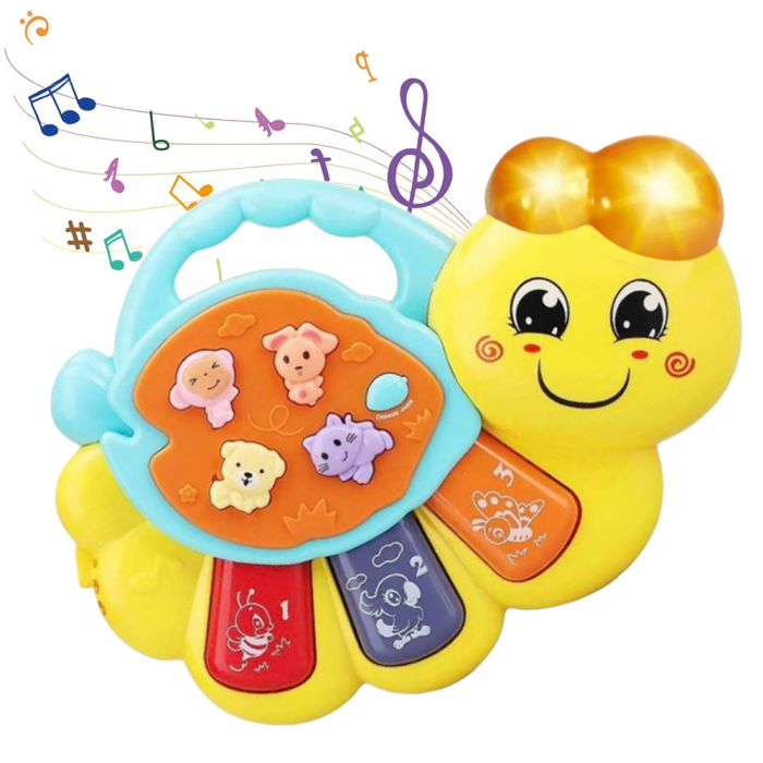 Jucarie interactiva muzicala cu functii si lumini, mini orga Omida RCO, 15 x 11 cm, +12 luni, WW7009-A [1]