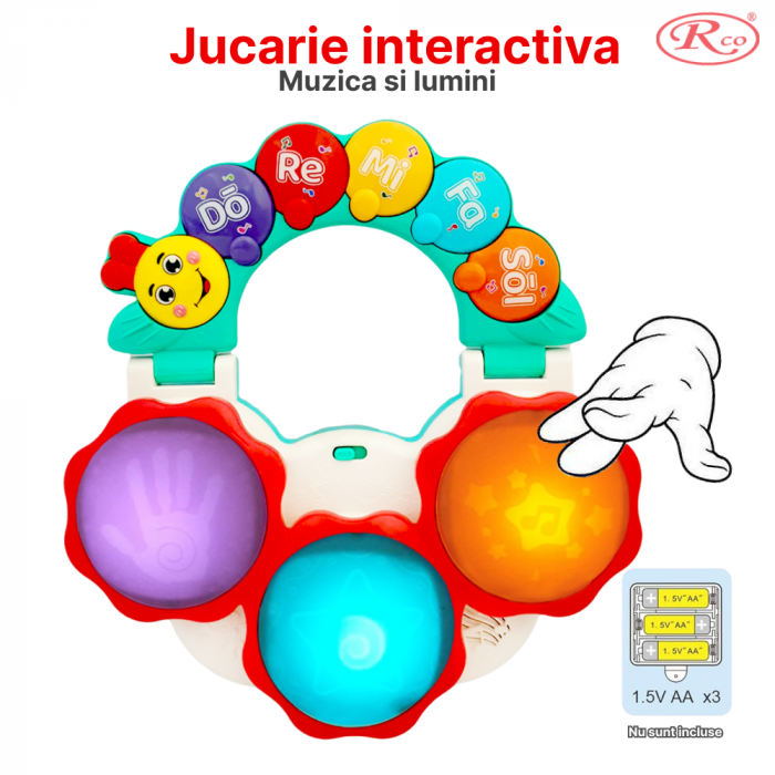 Jucarie Interactiva Muzicala cu functii si lumini, mini toba Omiduta RCO, 26x24x6 cm, +12 luni, WW7015 [2]