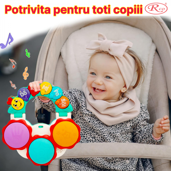 Jucarie Interactiva Muzicala cu functii si lumini, mini toba Omiduta RCO, 26x24x6 cm, +12 luni, WW7015 [4]
