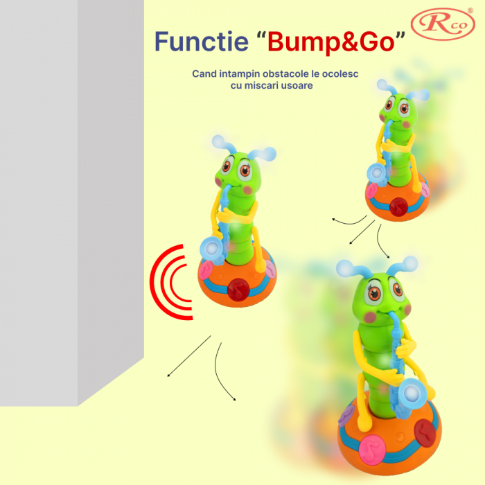 Jucarie Interactiva muzicala, cu lumini multicolore si rotire 360° , Omida Cantareata, 25x14 cm, 3+ ani, WP4022 [3]