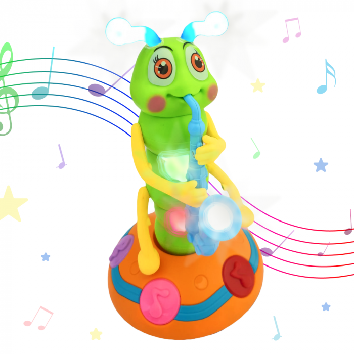 Jucarie Interactiva muzicala, cu lumini multicolore si rotire 360° , Omida Cantareata, 25x14 cm, 3+ ani, WP4022 [1]