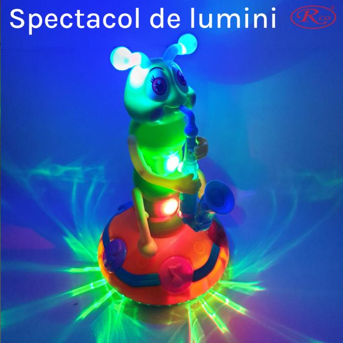 Jucarie Interactiva muzicala, cu lumini multicolore si rotire 360° , Omida Cantareata, 25x14 cm, 3+ ani, WP4022 [6]