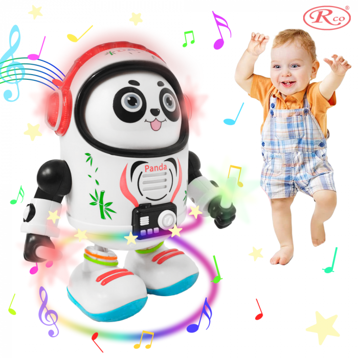 Jucarie Interactiva muzicala, cu lumini multicolore, Ursulet Panda Cosmonaut, 19x15 cm, 3+ ani, WP4030 [2]