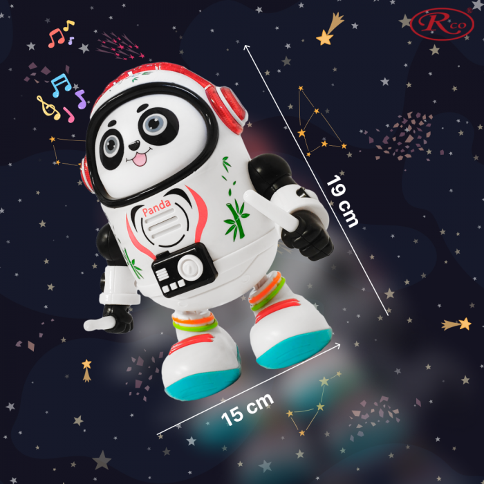 Jucarie Interactiva muzicala, cu lumini multicolore, Ursulet Panda Cosmonaut, 19x15 cm, 3+ ani, WP4030 [5]