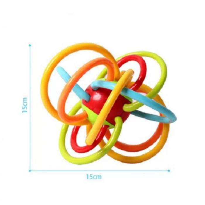 Jucarie motrica de dentitie pentru bebe Teether Ball RCO WW6010, Multicolor [2]