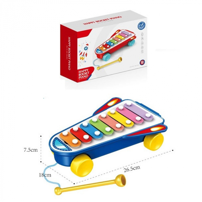 Jucarie interactiva Xilofon tip masinuta Toys HE8034, Albastru [2]
