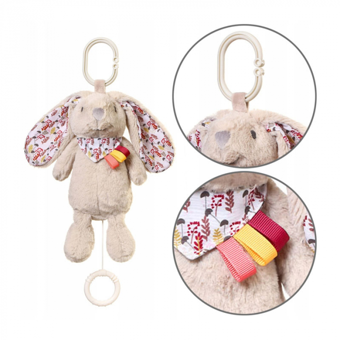 Jucarie muzicala pentru carucior BabyOno Iepuras 1526, Crem [3]