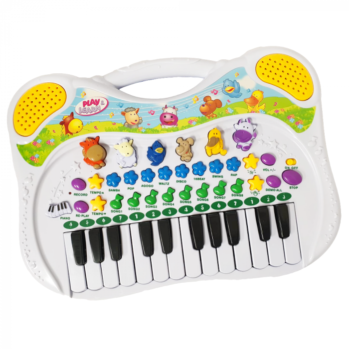 Jucarie muzicala, pian multifunctional RCO cu melodii, sunete, functie de inregistrare si redare, volum ajustabil, 38x27x3 cm, 18 luni+ , WW7003 [1]