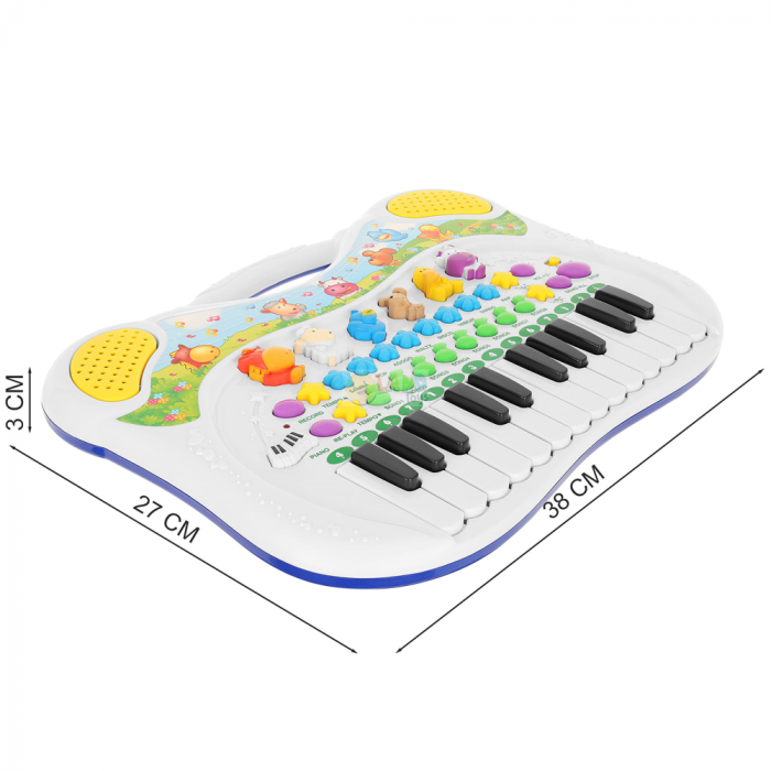 Jucarie muzicala, pian multifunctional RCO cu melodii, sunete, functie de inregistrare si redare, volum ajustabil, 38x27x3 cm, 18 luni+ , WW7003 [4]