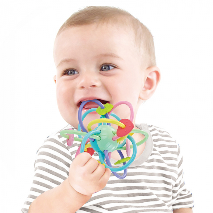 Jucarie motrica dentitie pentru bebe Activity Ball RCO WW6009, Multicolor [3]