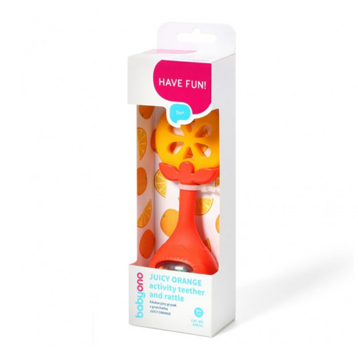 Jucarie pentru dentitie BabyOno Juicy Orange 499/01, Portocaliu [3]