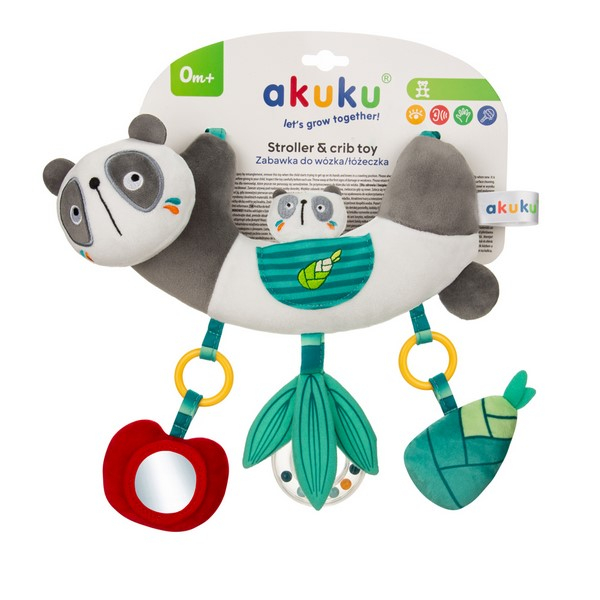 Jucarie senzoriala, din plus, pentru carucior si patut, Akuku A0702, Gri [4]