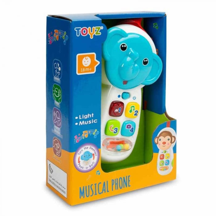 Telefon interactiv cu sunete pentru baieti Elefant Toyz 9004, Multicolor [3]