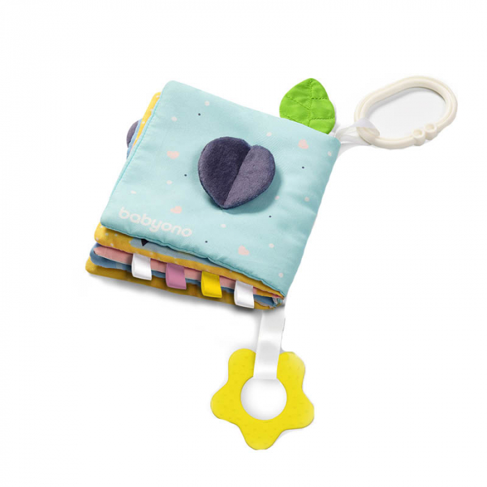 Jucarie zornaitoare tip carte pentru bebelusi 12 x 12 cm BabyOno 541, Multicolor [2]