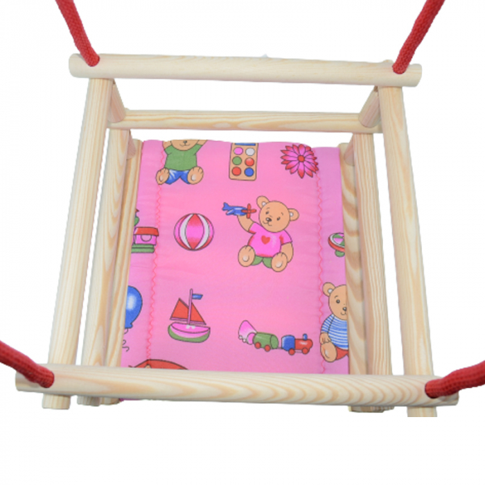 Leagan din lemn cu franghie pentru fete Mini Junior 87563422, Roz [2]