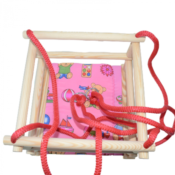 Leagan din lemn cu franghie pentru fete Mini Junior 87563422, Roz [3]