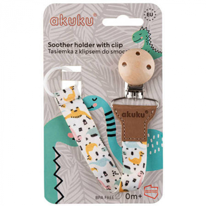 Lant pentru suzeta Akuku Soother holder with clip A0580, Multicolor [2]
