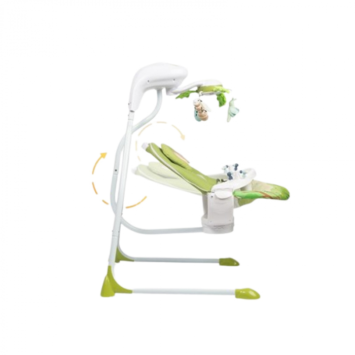 Leagan electric reglabil, cu muzica, pentru bebelusi, Caretero Bugies Forest 320605, Verde [7]
