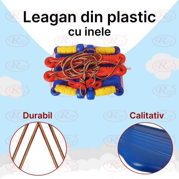 Leagan pentru copii cu platforma din plastic si bare de protectie, Mini Junior, HT1040B, Albastru [5]