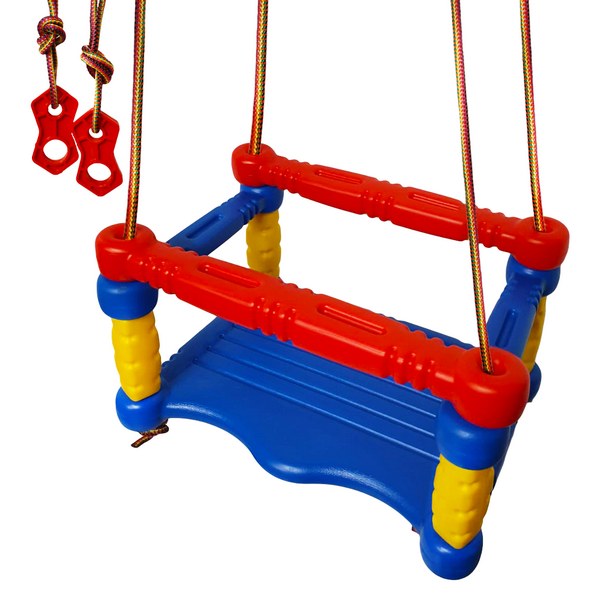 Leagan pentru copii cu platforma din plastic si bare de protectie, Mini Junior, HT1040B, Albastru [1]