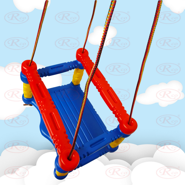 Leagan pentru copii cu platforma din plastic si bare de protectie, Mini Junior, HT1040B, Albastru [4]
