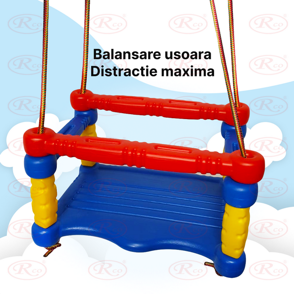 Leagan pentru copii cu platforma din plastic si bare de protectie, Mini Junior, HT1040B, Albastru [3]