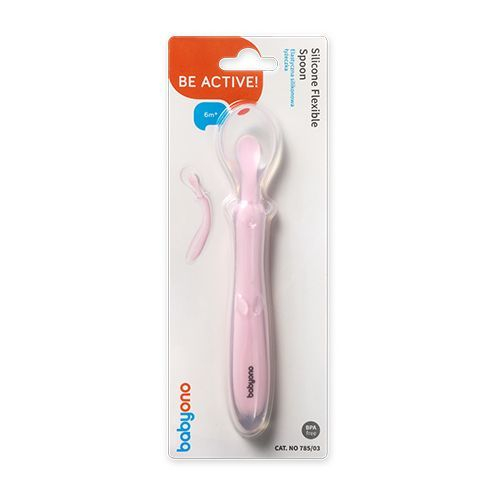 Lingurita flexibila din silicon pentru bebelusi BabyOno 785/03, Roz [4]