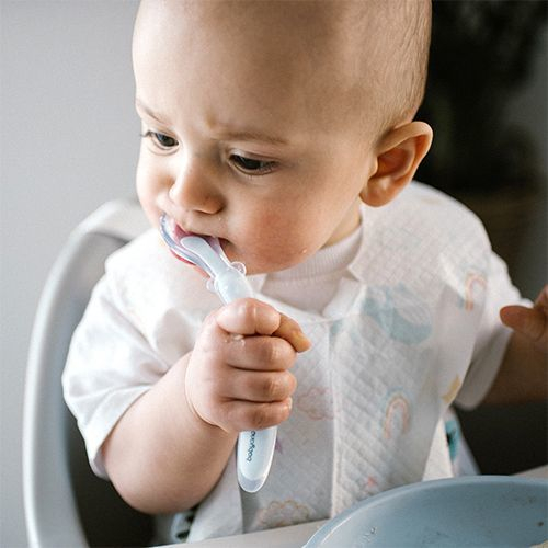 Lingurita flexibila din silicon pentru bebelusi BabyOno 785/01, Albastru [4]