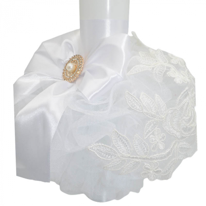 Lumanare eleganta pentru botez 32 x 18 cm Mini Bimbi 090323-AL, Alb [3]