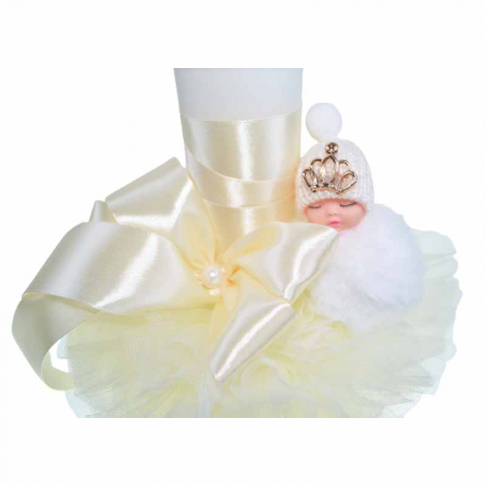 Lumanare pentru botez 32 x 7 cm Mini Junior L030623-1, Crem [3]