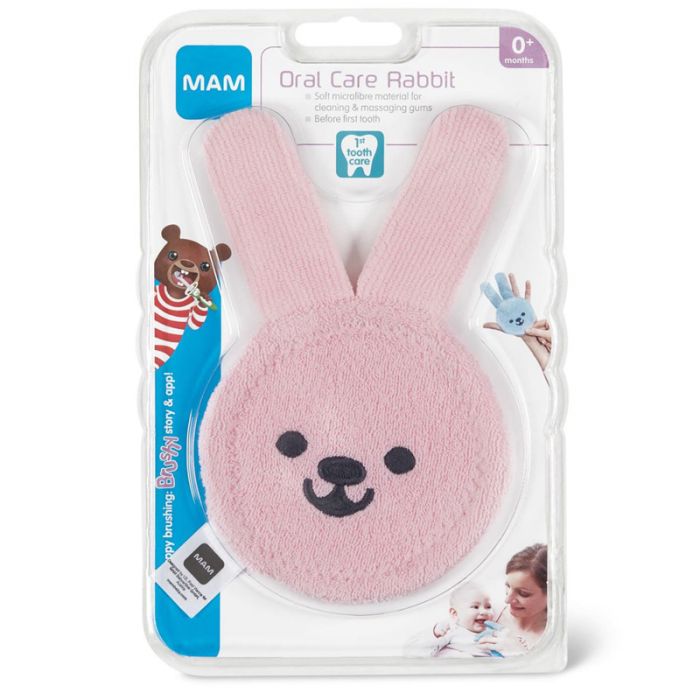 Manusa pentru masajul si curatarea gingiilor MAM Oral Care Rabbit 705663, Roz [4]