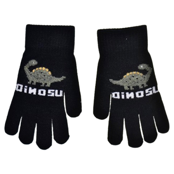 Manusi simple, cu dinozaur, pentru baieti, Mini Junior M3110B-3-4, Negru [1]