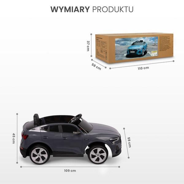 Masina electrica cu telecomanda pentru copii, Audi E-tron Sportback Toyz, 320896, Gri [10]